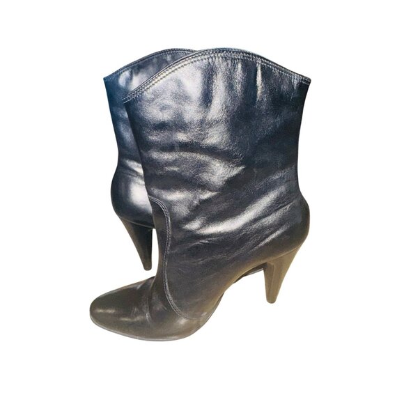 Gianni Bini Black Leather High Heel Ankle Western Cowgirl Glam Boots 8.5M Boho - Picture 10 of 10